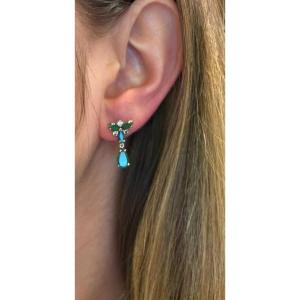 Boucles d'oreille emeraudes et diamants