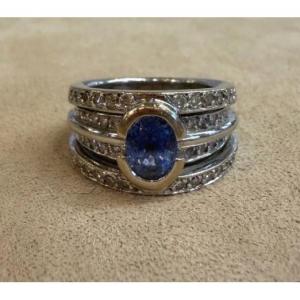 Bague bandeau saphir et diamants