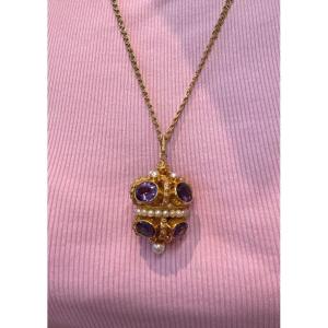 Amethyst And Pearl Pendant