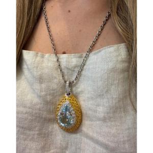 Aquamarine Teardrop Pendant