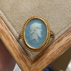 Bague camée agate bleu