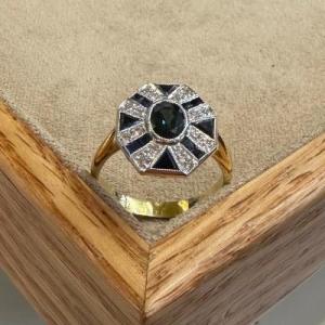 Bague pavage saphirs et diamants