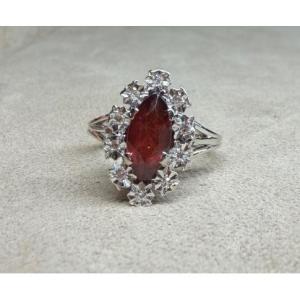Garnet And Diamond Ring