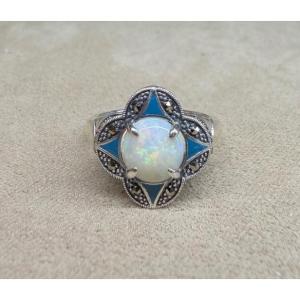 Bague opale et marcassites