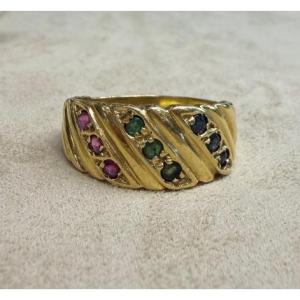 Band Ring With Sapphires, Emeralds, And Rubies