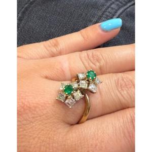 Bague emeraudes et diamants