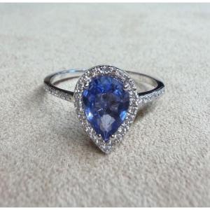 Bague poire saphir