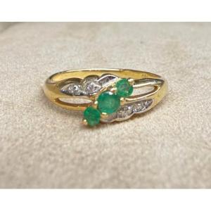 Bague emeraudes et diamants
