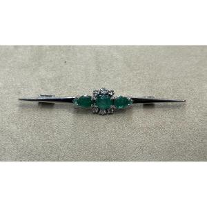 Broche barrette Emeraude et Diamants