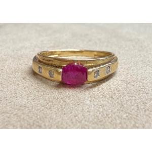 Bague ligne Rubis et Diamants