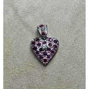 Ruby & Diamond Heart Pendant 
