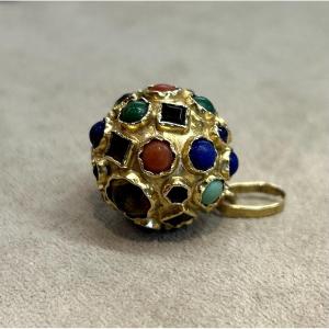 Pendentif Corail Turquoise Lapis & Grenat