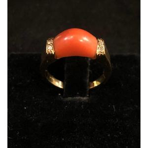 Coral Diamond Ring