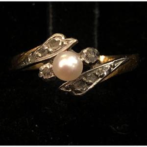 Niii Pearl And Diamond Rose Ring