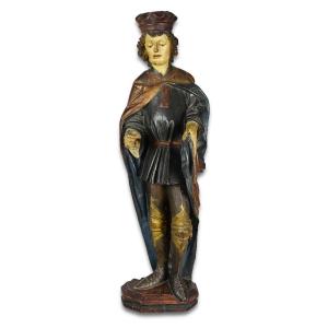 Sculpture En Bois Polychrome De Saint Martin. Sud De l'Allemagne, XVIe Siècle.