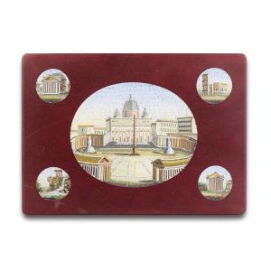 Micromosaic Snuff Box With Saint-pierre Square. Italian, 19th Century.