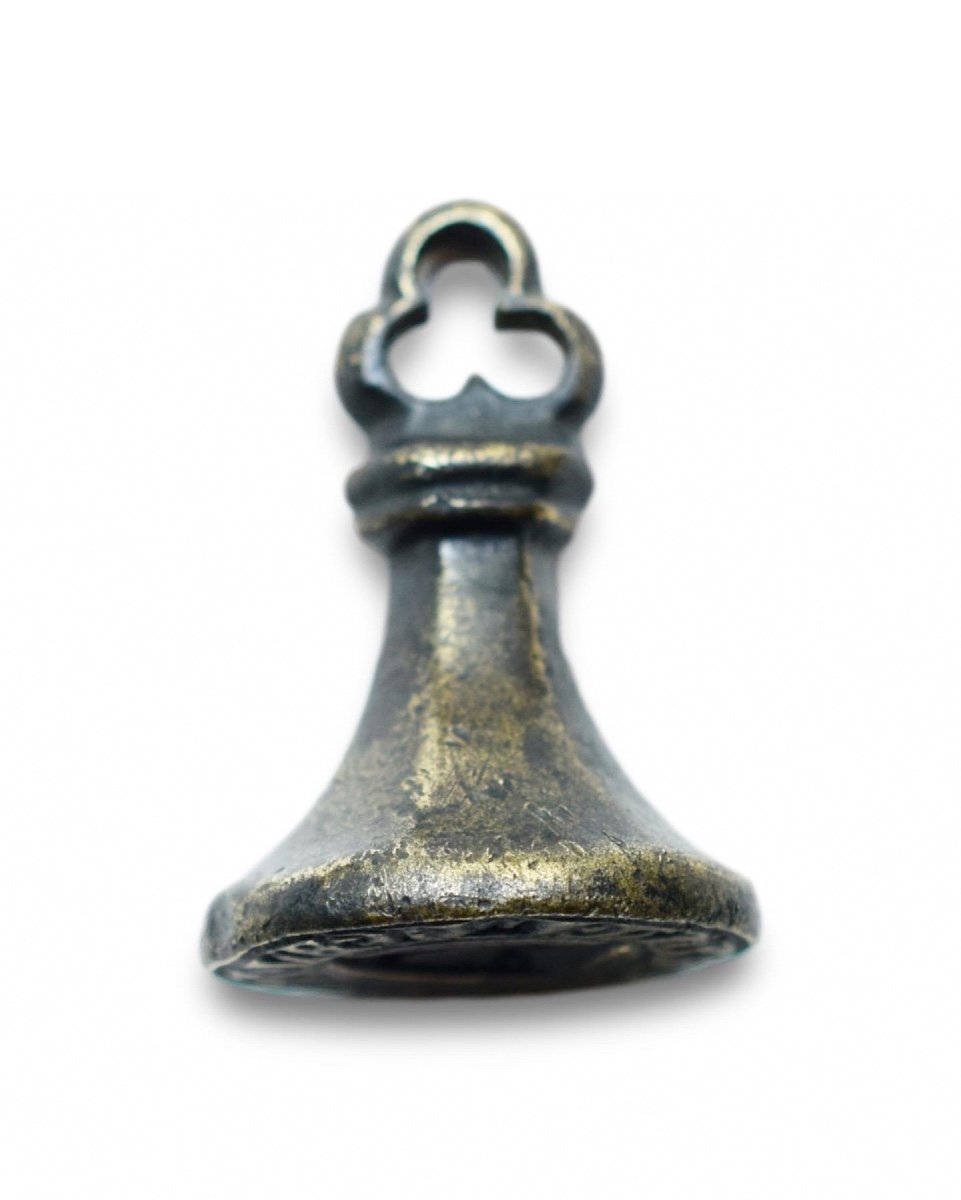 Large Gothic Bronze Seal For Thomas Noron, Bvl. French, 16th Century.-photo-2