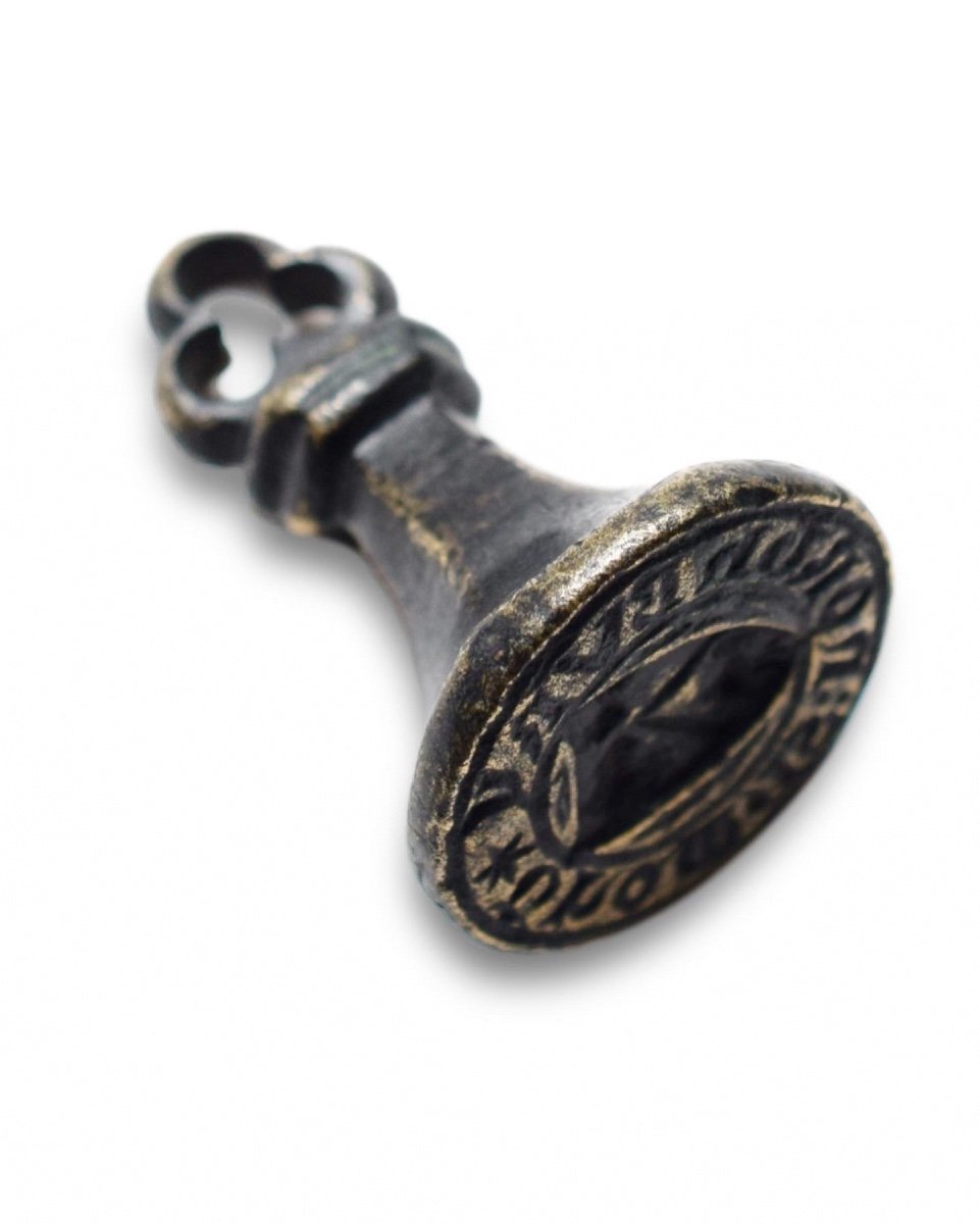 Large Gothic Bronze Seal For Thomas Noron, Bvl. French, 16th Century.-photo-4