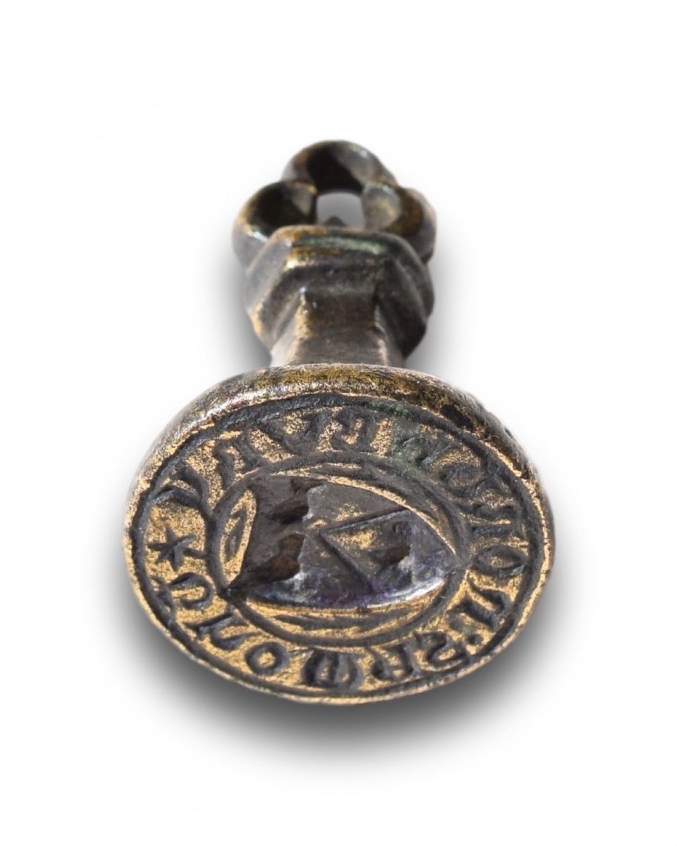 Large Gothic Bronze Seal For Thomas Noron, Bvl. French, 16th Century.-photo-5