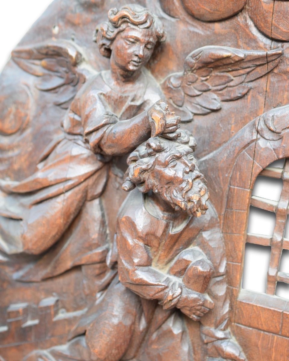 Extraordinary Oak Relief Of Daniel In The Lions Den. German, Late 17th Century.-photo-1