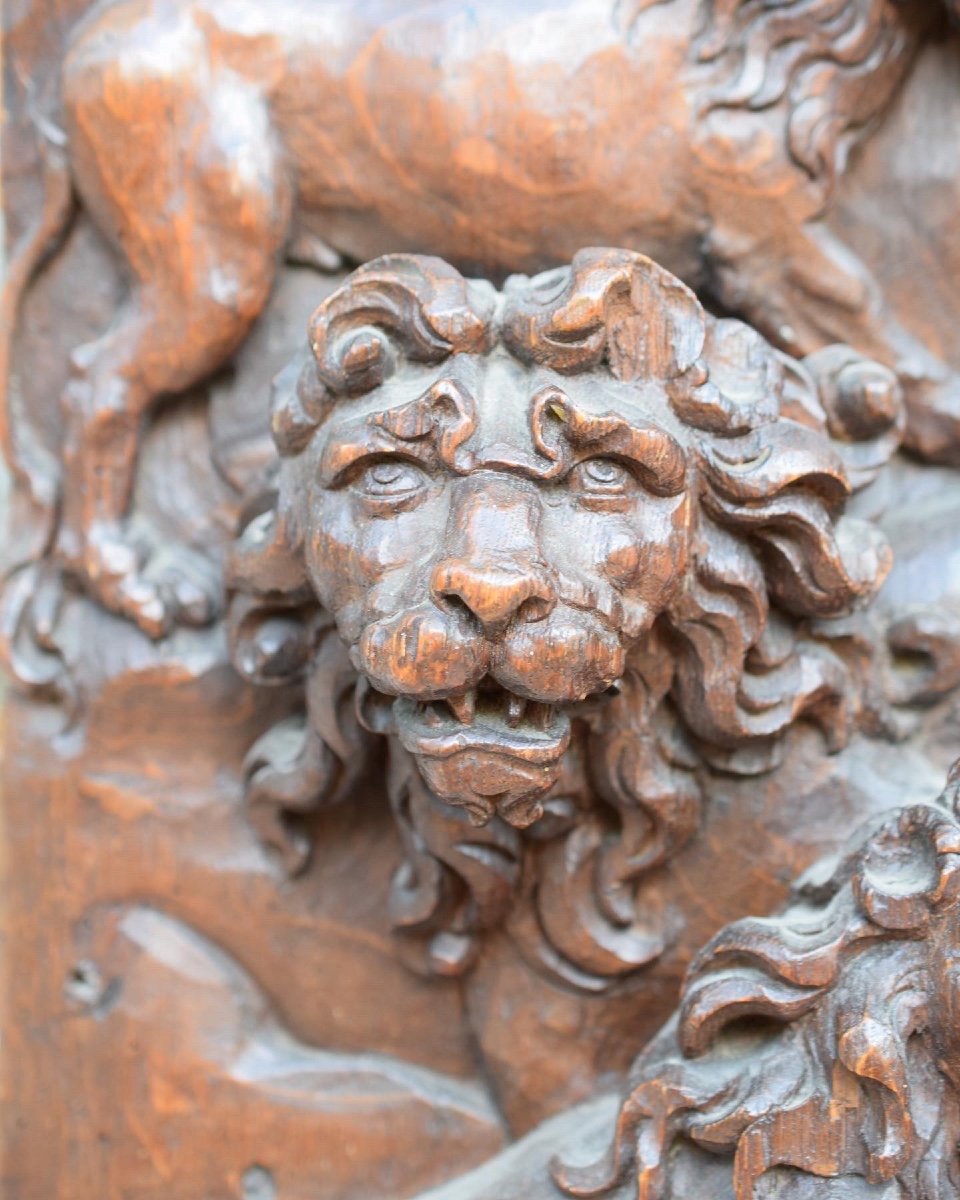 Extraordinary Oak Relief Of Daniel In The Lions Den. German, Late 17th Century.-photo-4