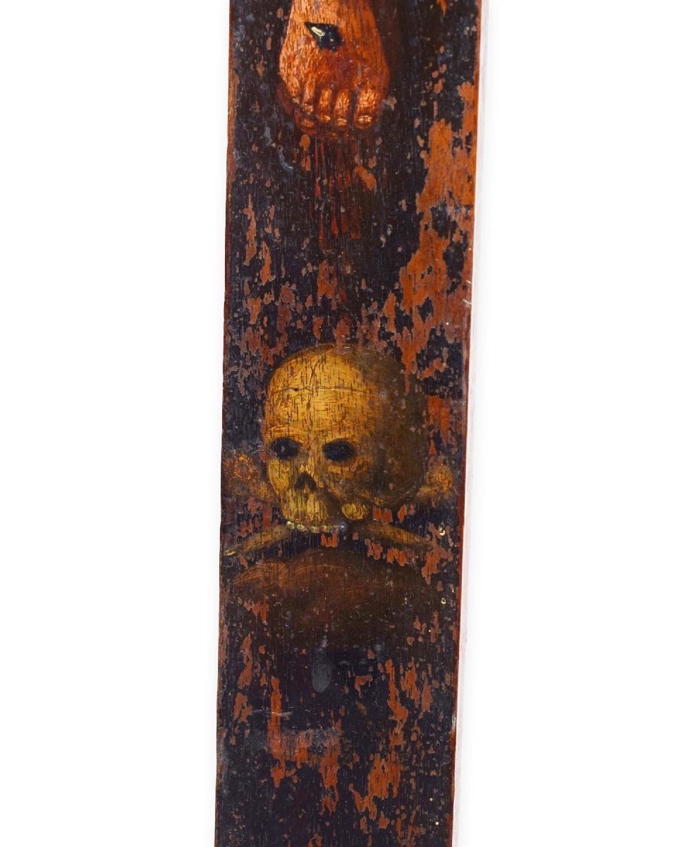 Walnut Crucifix Painted With The Cristo Vivo. Spanish, Mid 17th Century.-photo-2