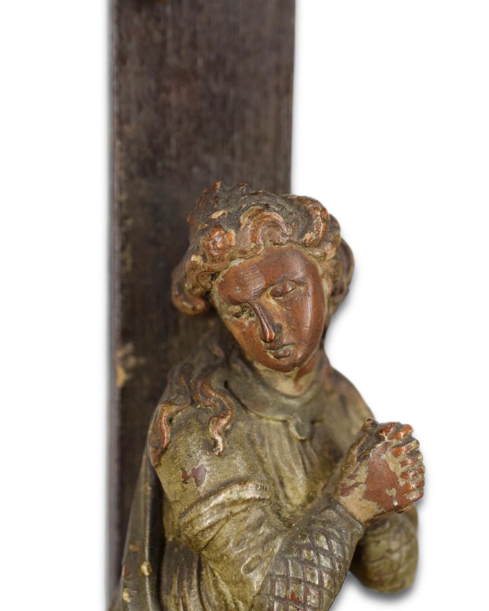 Rare Polychromed Wooden Calvary Altarpiece. French, Mid 16th Century.-photo-4