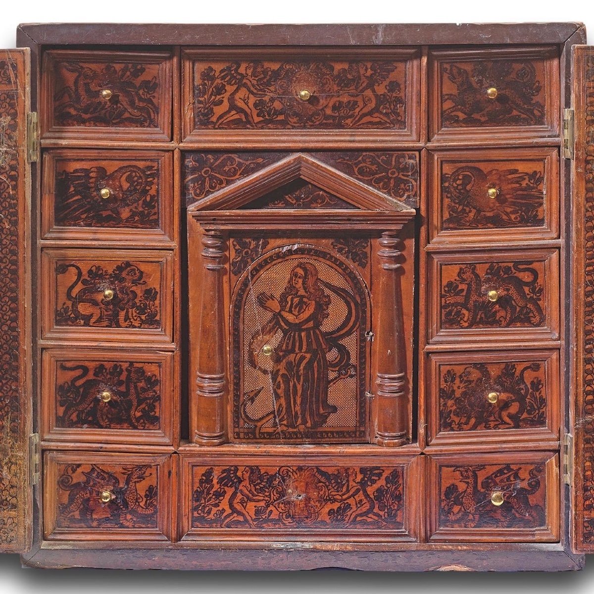 Cabinet De Table Adige Avec Personnages Et Animaux De La Renaissance. Italien, XVIIe Siècle.-photo-4