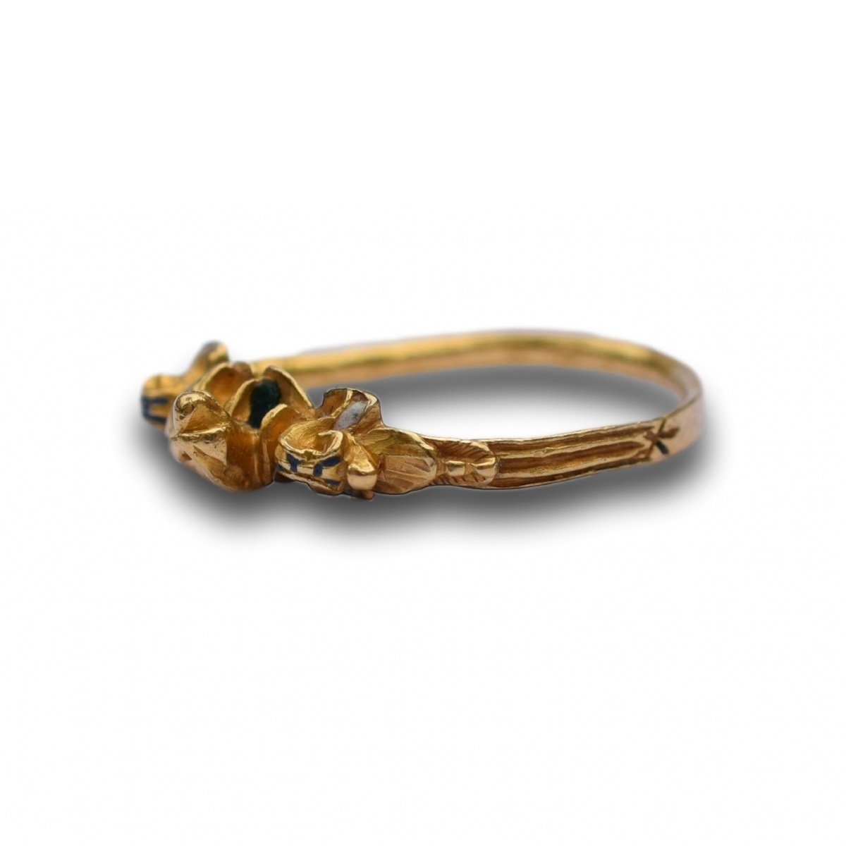 Bague Renaissance En Or Et émail Avec Un Chien Tacheté. Allemand, XVIe Siècle.-photo-6