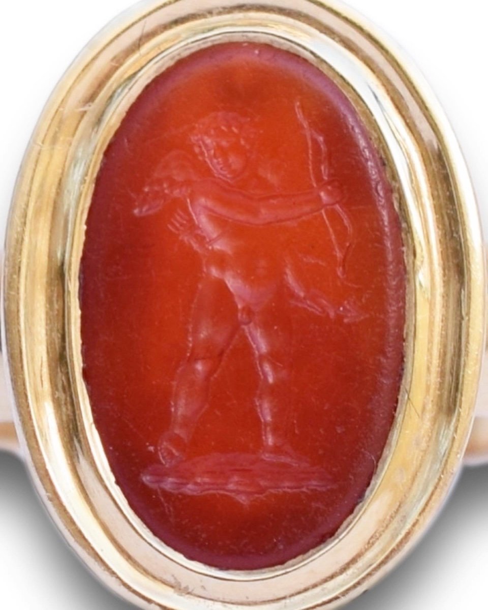 Neoclassical Gold Ring With An Intaglio Of Cupid. French, 19th Century.-photo-7
