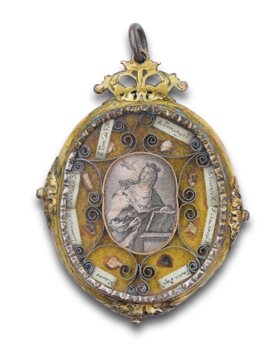 Silver Vermeil Reliquary Pendant. Spanish, Early Seventeenth Century.