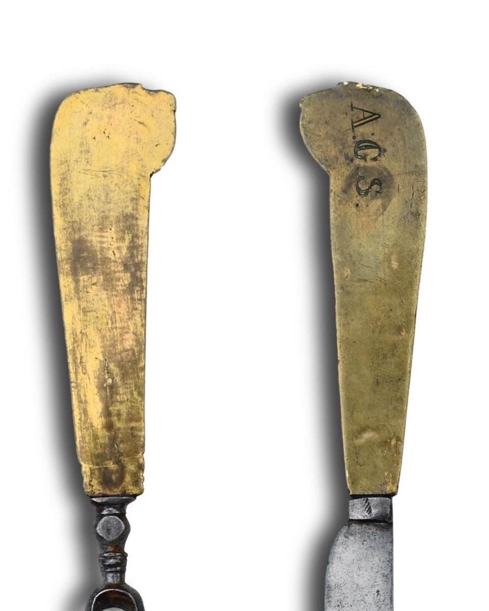 Gilded Bronze Hunting Knife And Fork. German, Early 18th Century.-photo-1