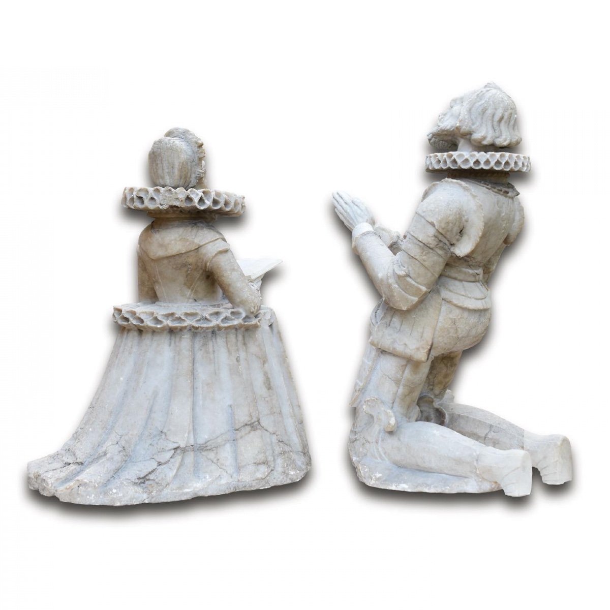Sculptures Tombales En Albâtre Jacobéen d'Un Mari Et d'Une Femme. Anglais, XVIIe Siècle-photo-3