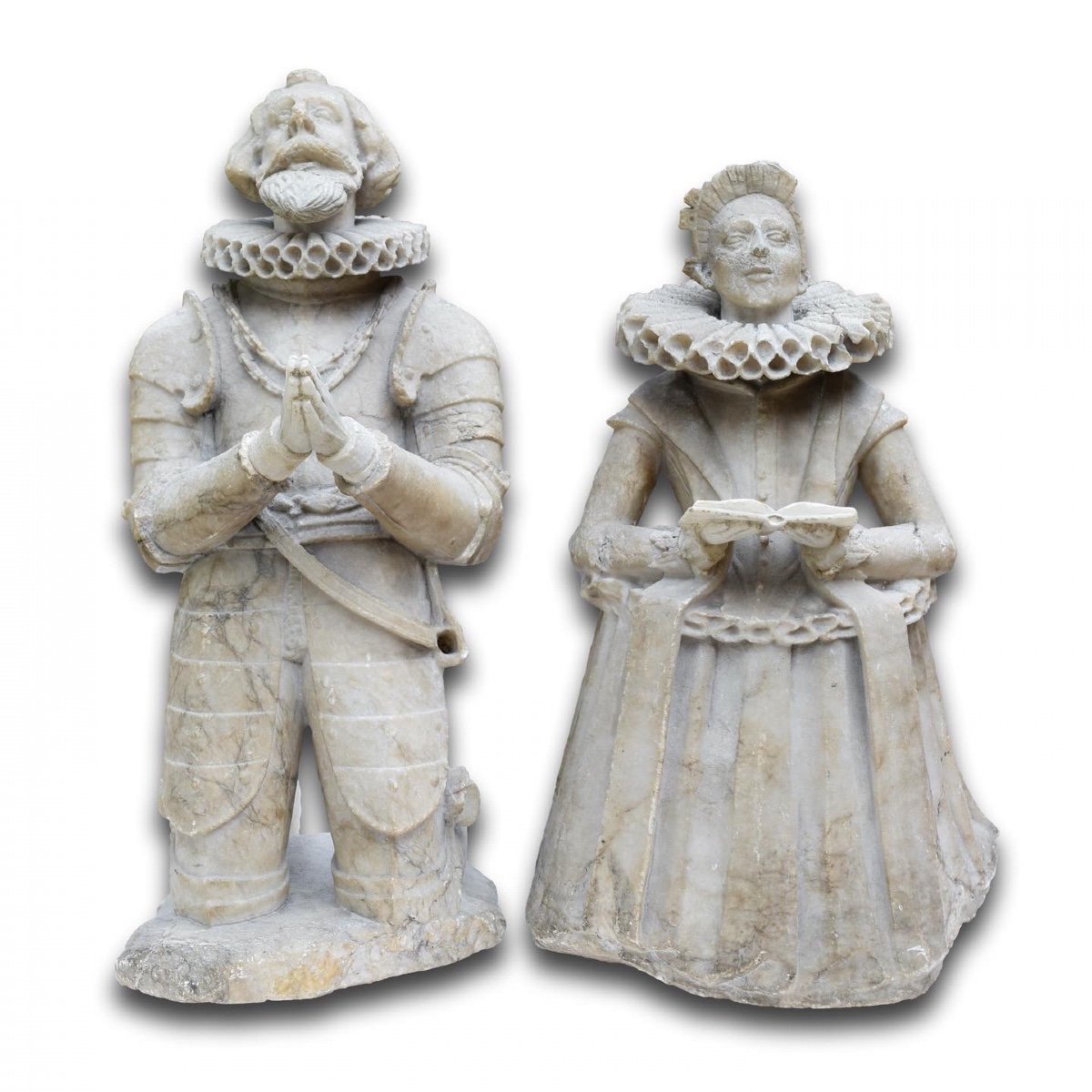 Sculptures Tombales En Albâtre Jacobéen d'Un Mari Et d'Une Femme. Anglais, XVIIe Siècle-photo-6