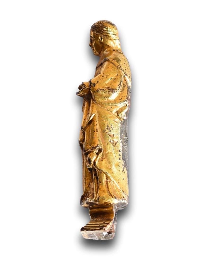 Small Gilt Bronze Sculpture Of Saint Catherine. Italian, Early 15th Century.-photo-3