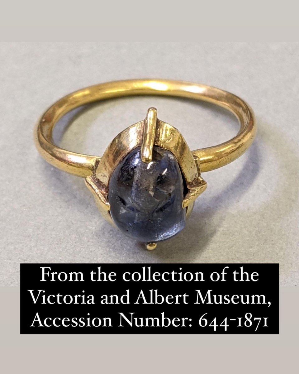 Bague Saphir Cabochon Extrêmement Fine Et Importante. Anglais, XIIIe Siècle.-photo-2