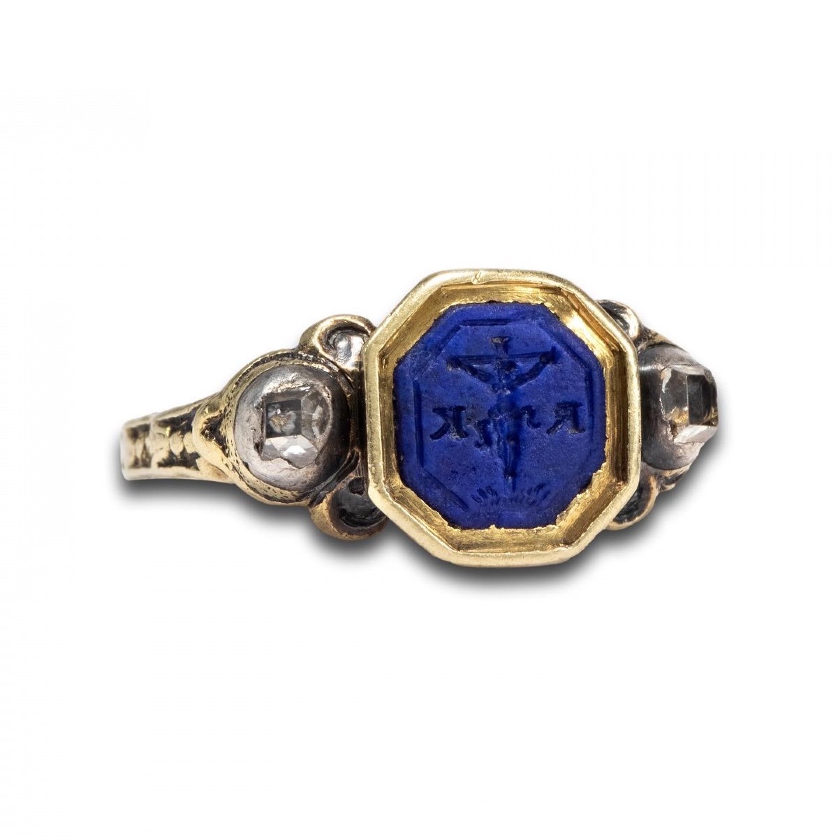 Baroque Ring With A Lapis Lazuli Intaglio Of The Crucifixion. German, C. 1670.-photo-3