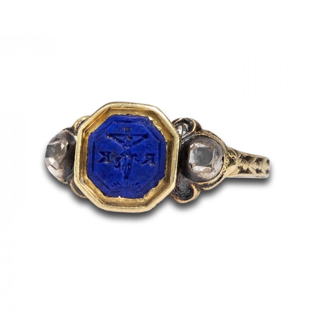 Baroque Ring With A Lapis Lazuli Intaglio Of The Crucifixion. German, C. 1670.-photo-2