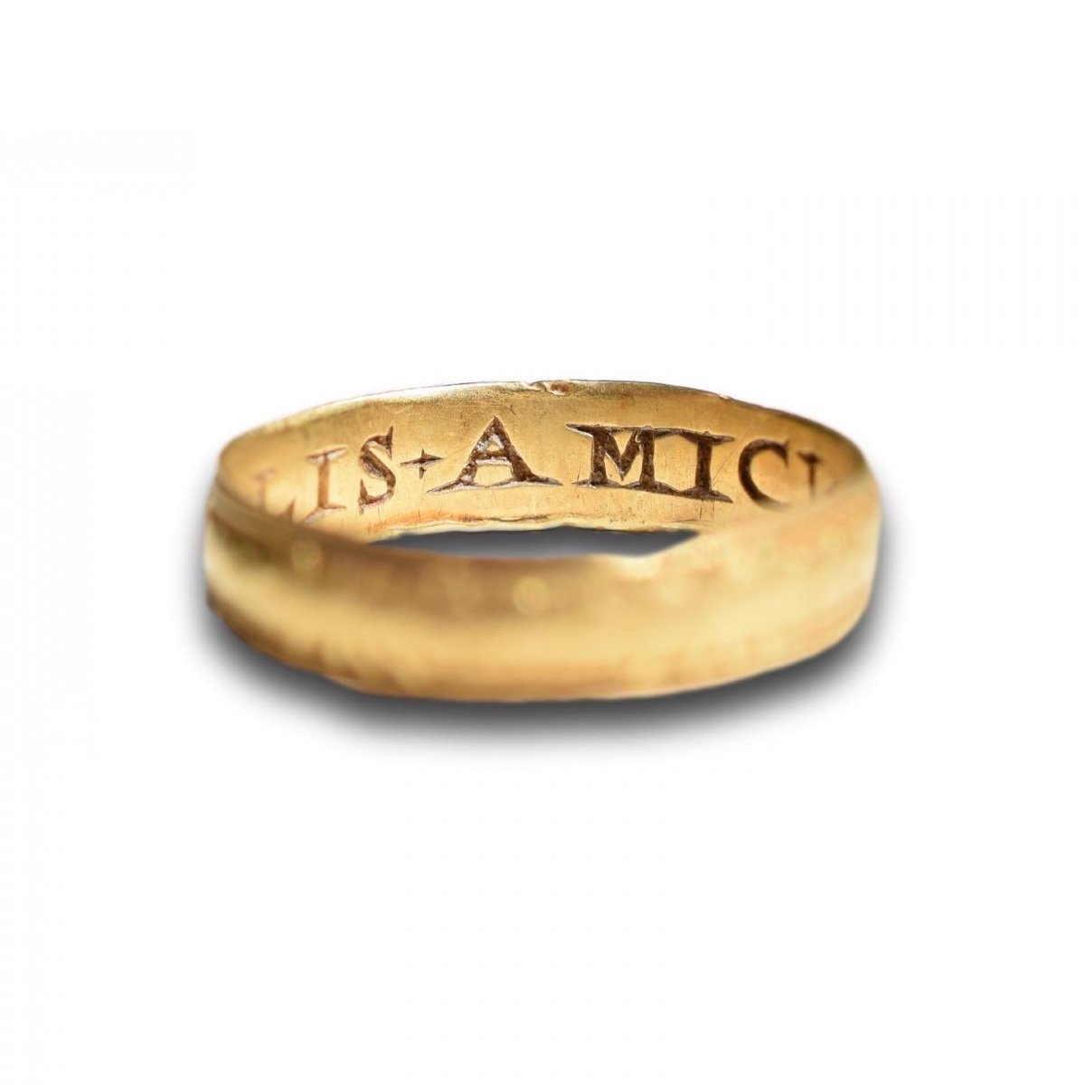 Bague En Or élisabéthaine Inscrite En Latin. Anglais, XVIe/xviie Siècle. -photo-2