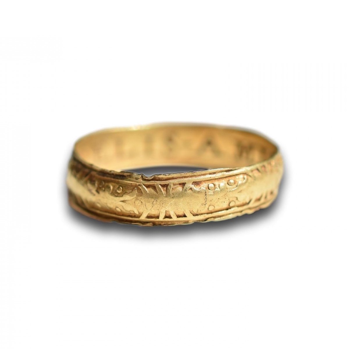 Bague En Or élisabéthaine Inscrite En Latin. Anglais, XVIe/xviie Siècle. -photo-4