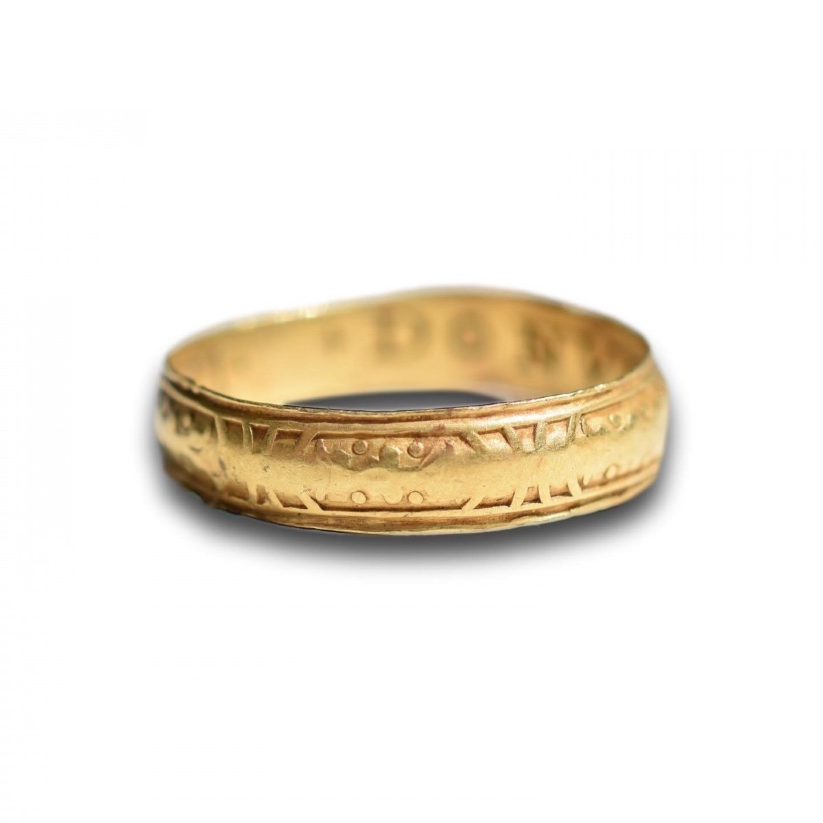 Bague En Or élisabéthaine Inscrite En Latin. Anglais, XVIe/xviie Siècle. -photo-1