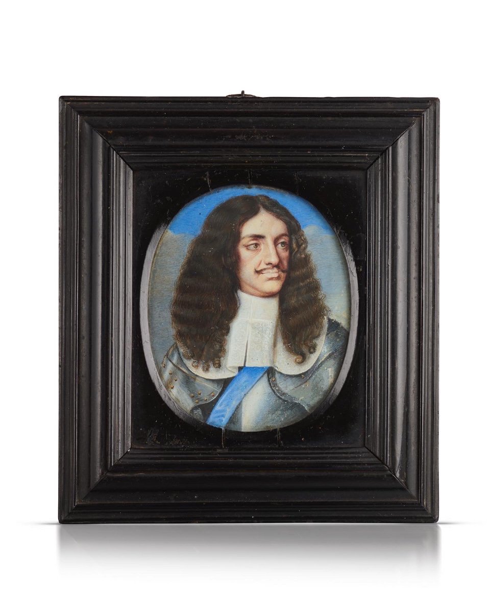 Portrait Miniature Du Roi Charles II d'Après Samuel Cooper (c.1609-72).  -photo-2