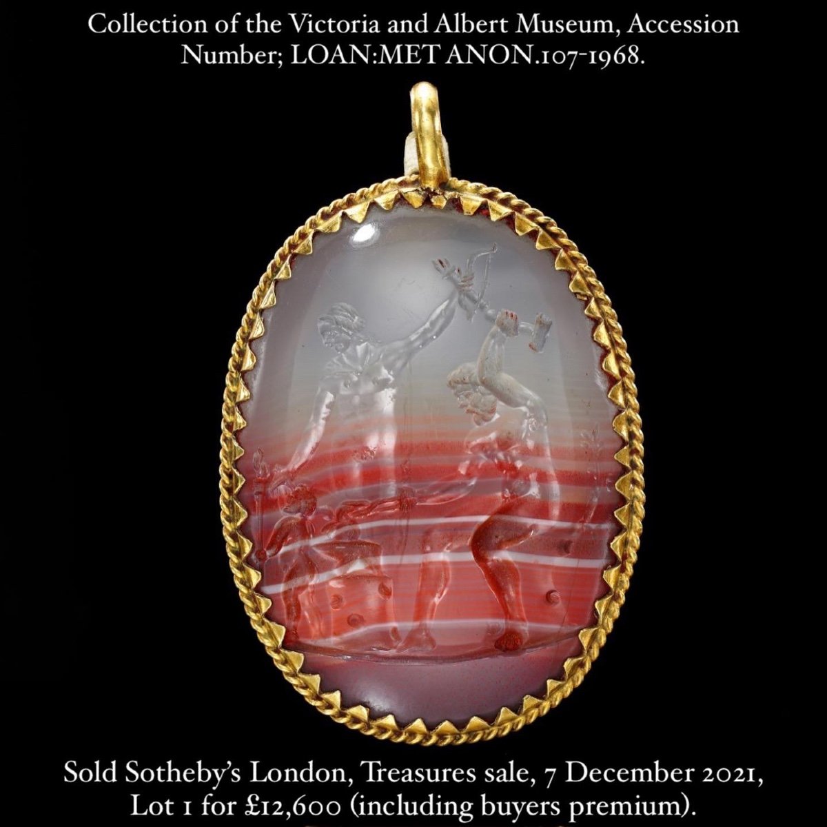 Renaissance Period Sard Intaglio Of Venus And Cupid At The Forge Of Vulcan. -photo-2