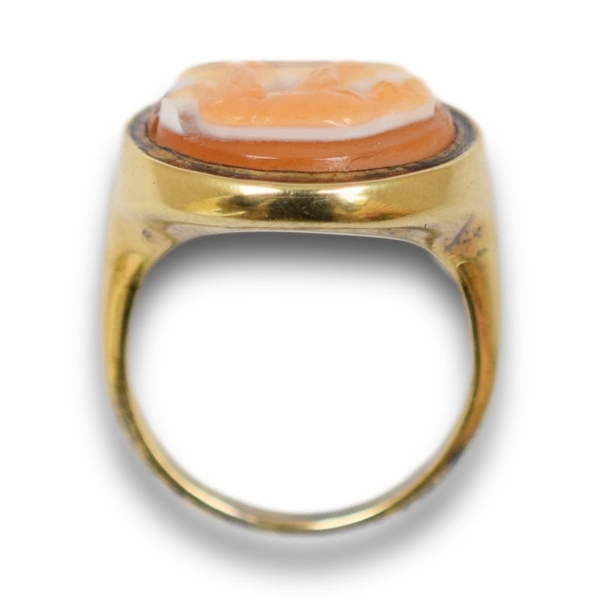 Bague En Or Avec Un Camée En Agate d'Une Lionne Marchant à Grands Pas. Européen, XVIIe Siècle.-photo-5