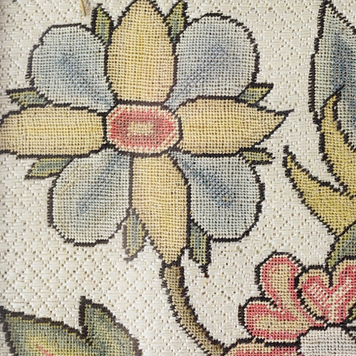Needlework Panel Decorated With A Lion Amongst Flowers. English, C.1700.-photo-2