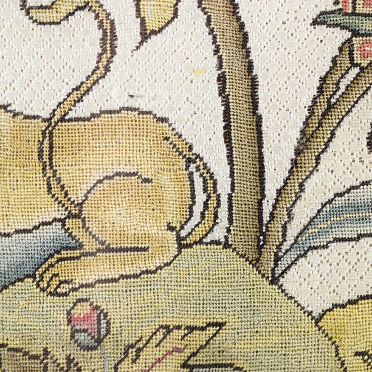 Needlework Panel Decorated With A Lion Amongst Flowers. English, C.1700.-photo-3
