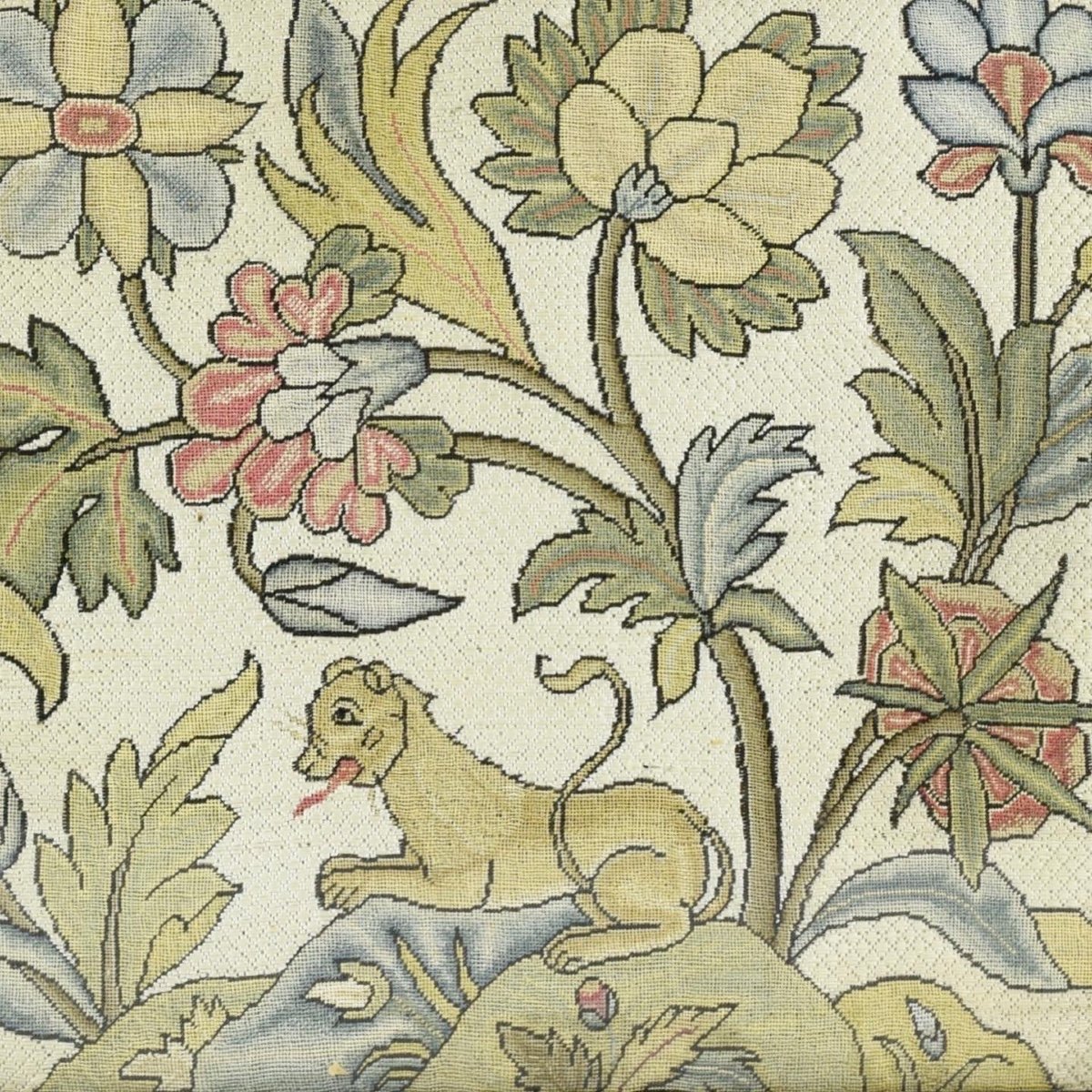 Needlework Panel Decorated With A Lion Amongst Flowers. English, C.1700.-photo-8