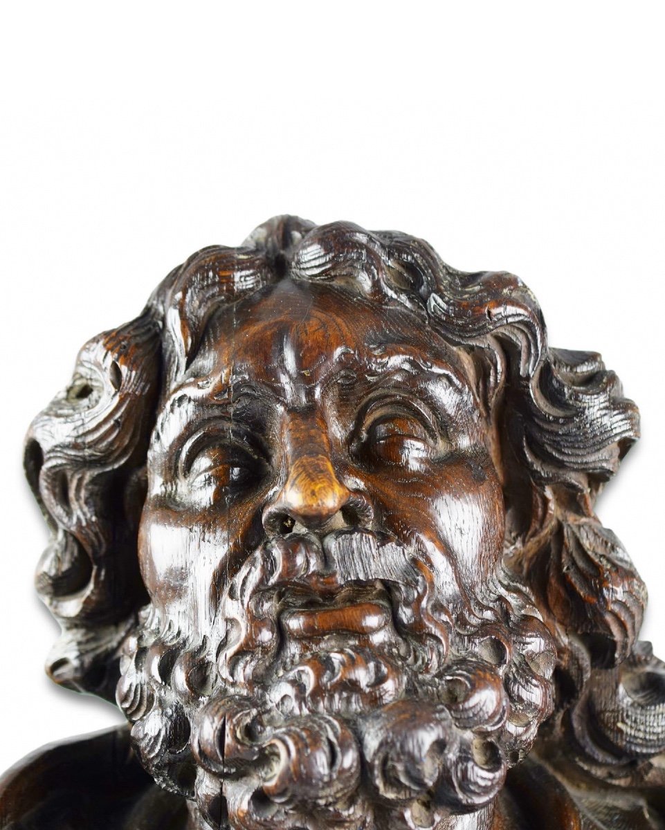 Imposing Oak Bust Of Saint James The Greater, Circle Of Hendrik Frans Verbruggen-photo-2