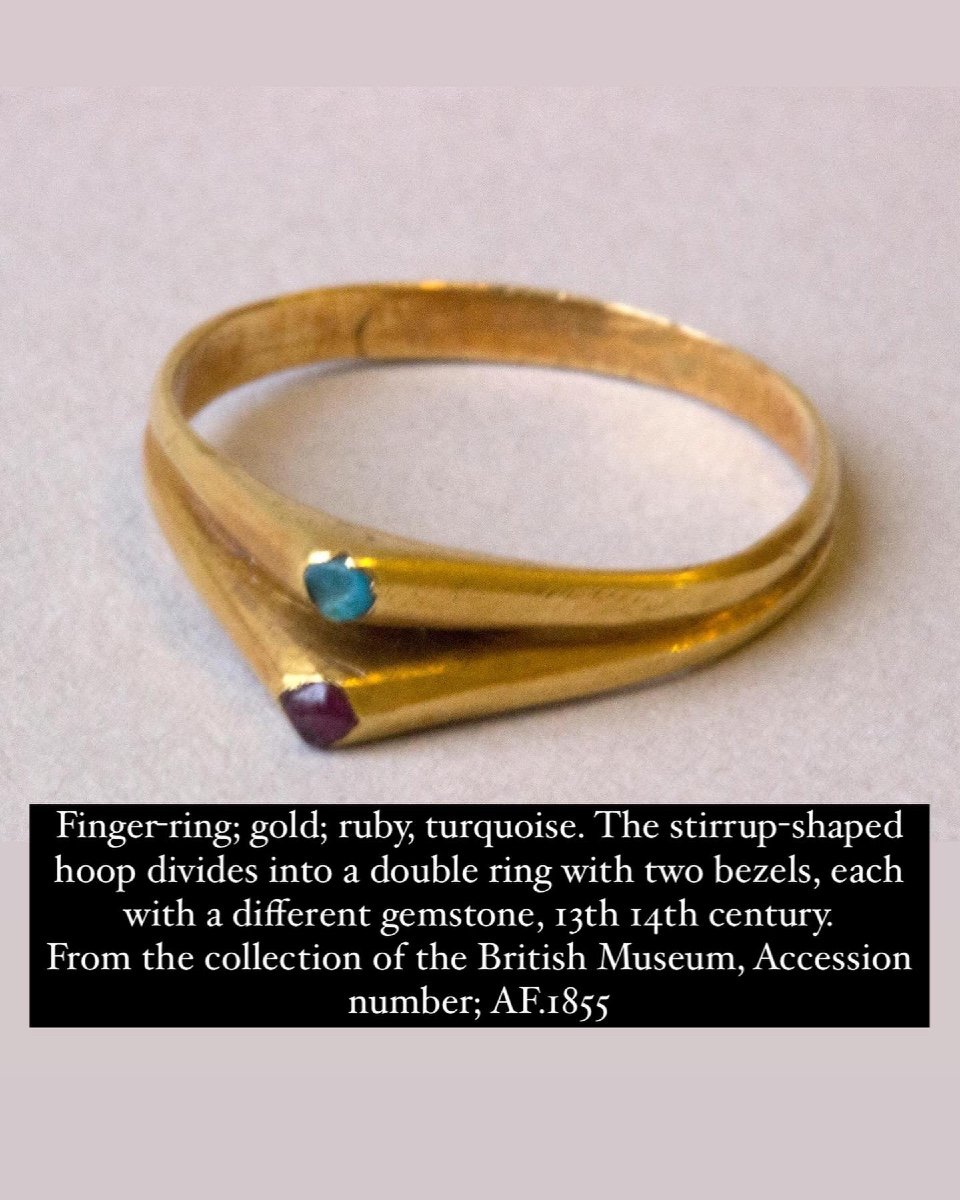 Bague En Or Renaissance Avec Une Turquoise Et Un Grenat. Anglais / Français, XVIe Siècle-photo-2