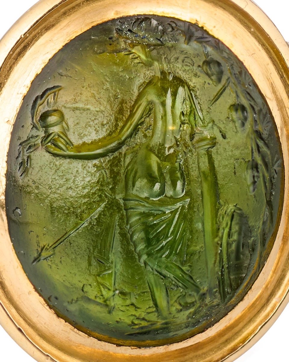 Intaille Romaine Au Plasma De Vénus Victrix. 1er Siècle Après Jc, La Bague Est Du 19ème Siècle.-photo-3